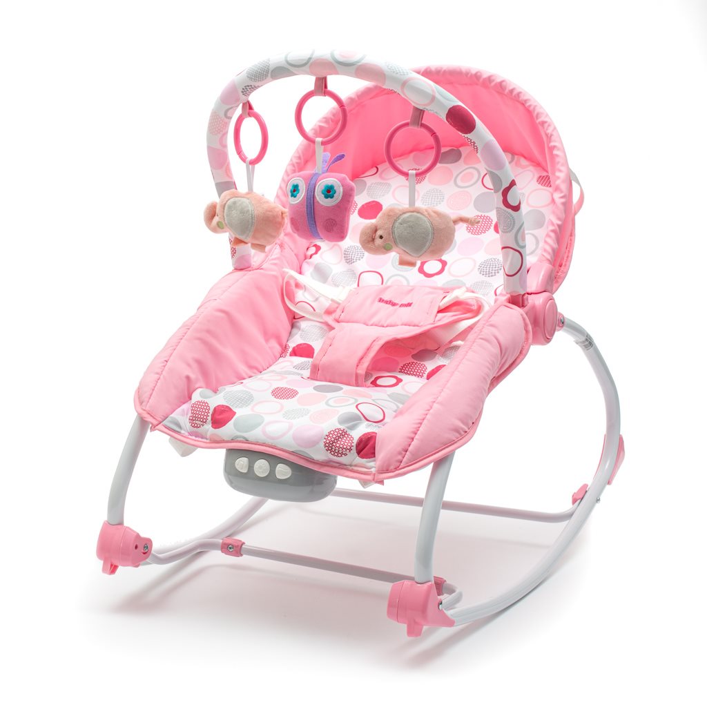 BABY MIX Multifunkční houpací lehátko pro miminko Baby Mix růžovo-bílé