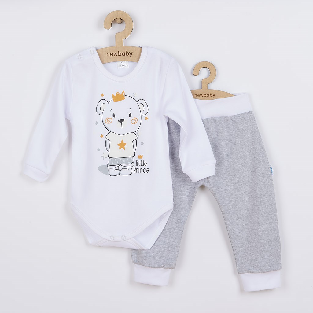 2-dílná bavlněná souprava New Baby Funny bílo-šedá