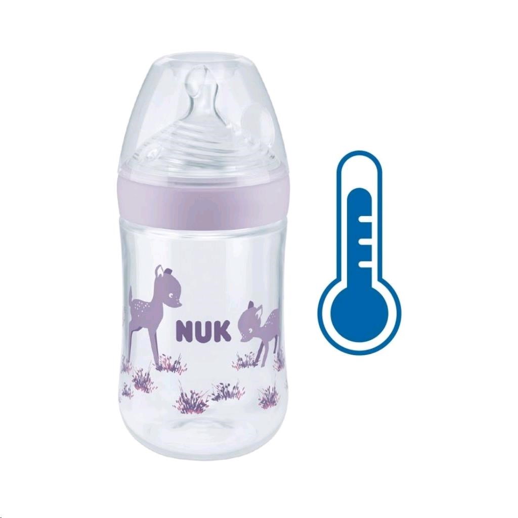 Dojčenská fľaša Nature Sense s kontrolou teploty fialová 260 ml 