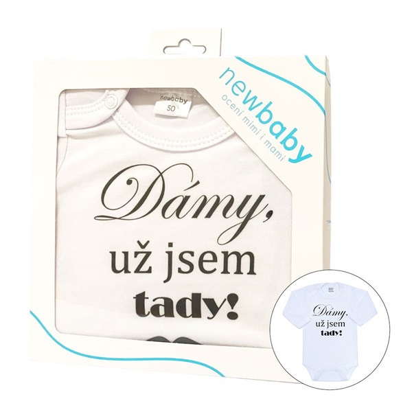 Body s potiskem New Baby Dámy, už jsem tady! - dárkové balení