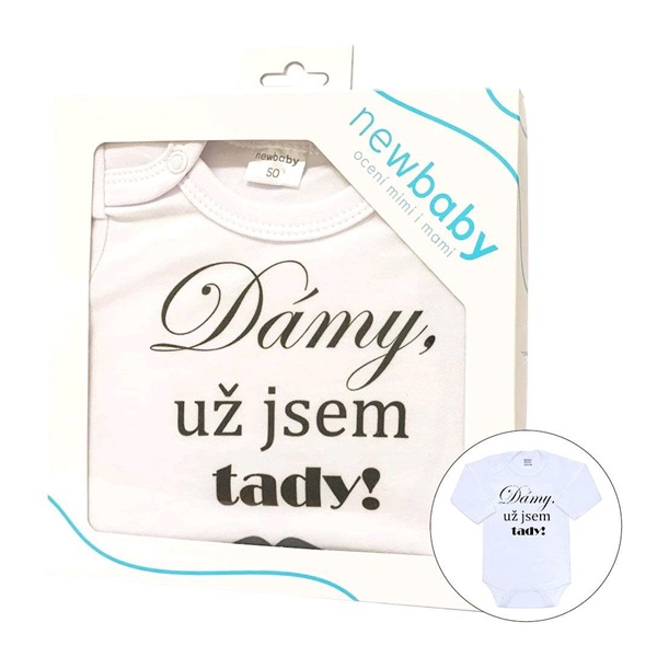 Body s potiskem New Baby Dámy, už jsem tady! - dárkové balení