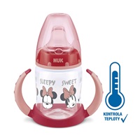 Kojenecká láhev na učení NUK Disney Mickey s kontrolou teploty 150 ml červená