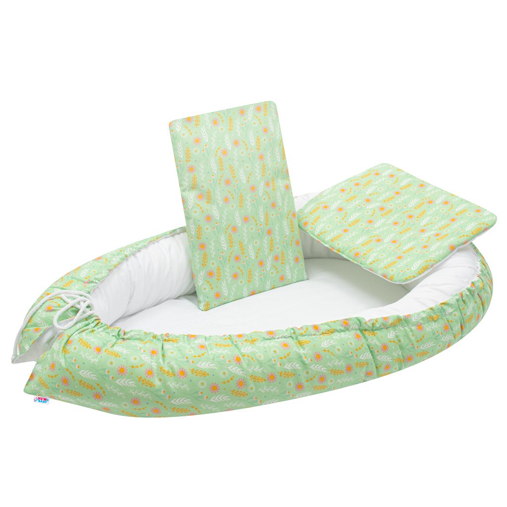 NEW BABY Luxusní hnízdečko s peřinkami pro miminko New Baby Harmony zelené