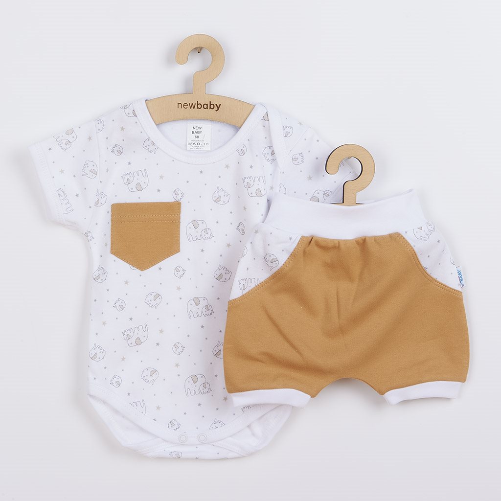 2-dílná letní bavlněná souprava New Baby Perfect Summer hnědá 80
