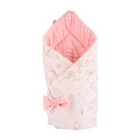 Oboustranná zavinovačka z Minky New Baby 75x75 cm medvídci a králíčci růžová
