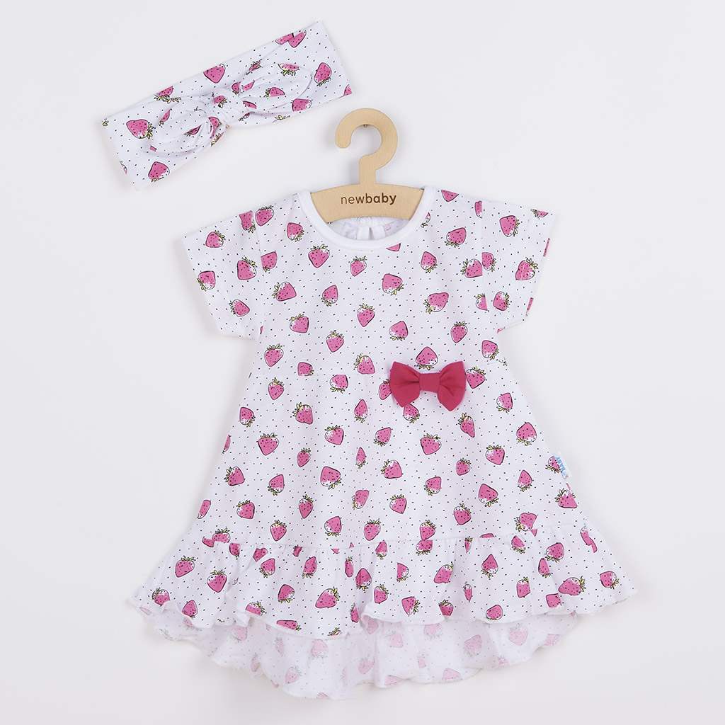 Kojenecké bavlněné šatičky s čelenkou New Baby Strawbery