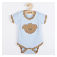 Kojenecké bavlněné body s krátkým rukávem New Baby BrumBrum blue brown