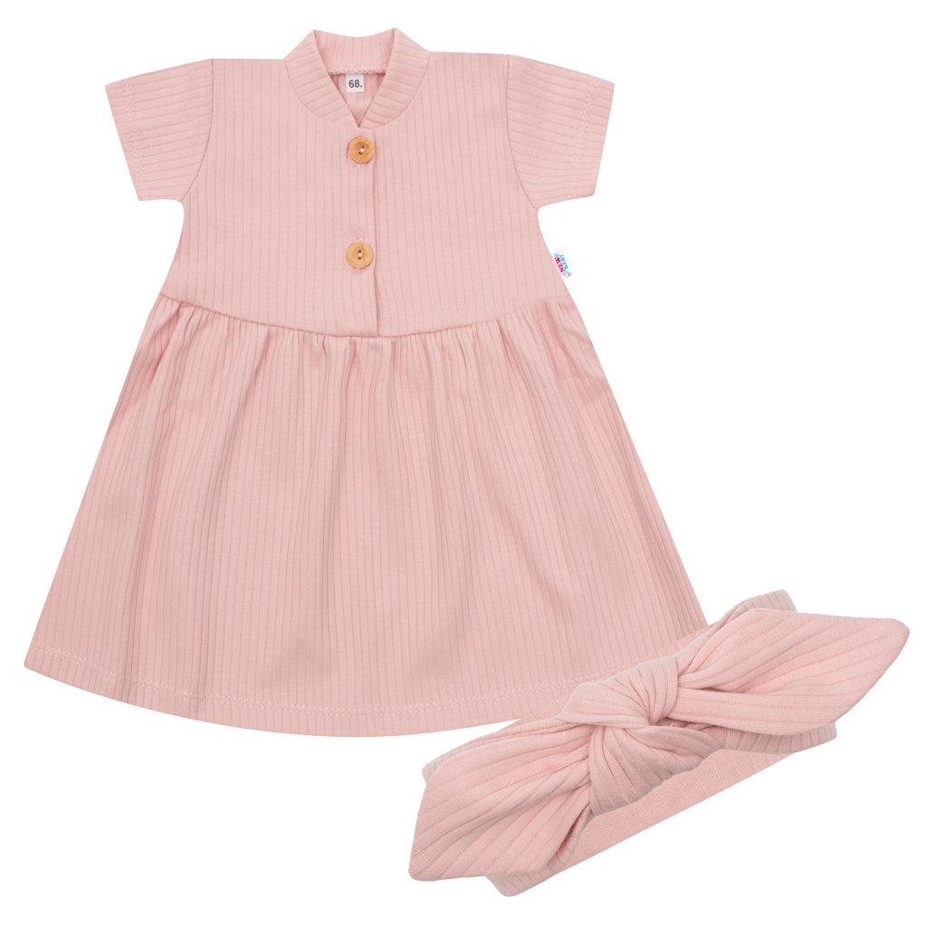 Kojenecké bavlněné šatičky s čelenkou New Baby Practical, Velikost: 56 (0-3m)