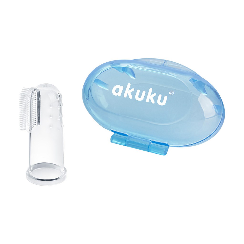 První zubní kartáček s pouzdrem Akuku modrý - 1