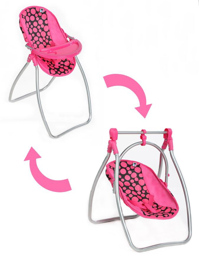 Jídelní židlička a houpačka 2v1 pro panenky Baby Mix Isabella