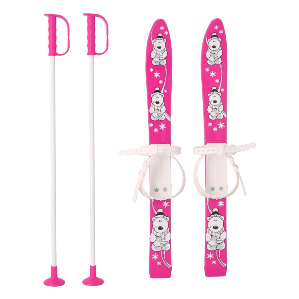 Dětské lyže s vázáním a holemi Baby Mix 70 cm růžové