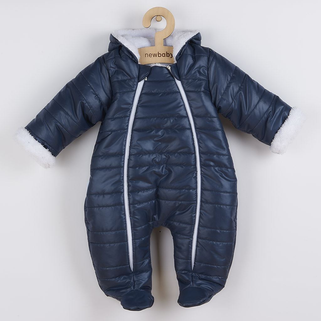 Zimní kojenecká kombinéza s kapucí a oušky New Baby Pumi blue, Velikost: 56 (0-3m)