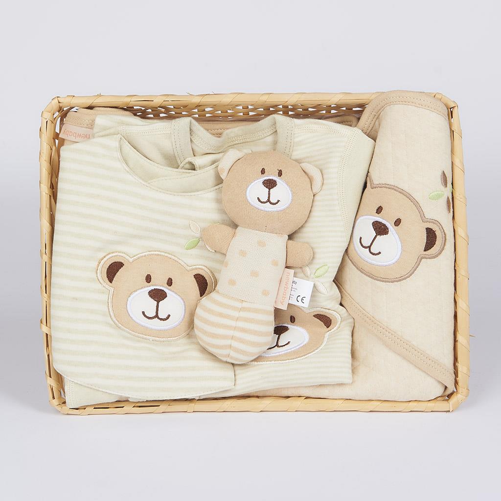 4-dílný kojenecký dárkový set z BIO bavlny New Baby béžová