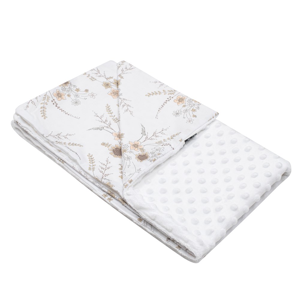 Dětská deka z Minky New Baby Květy bílá 80×102 cm - 1