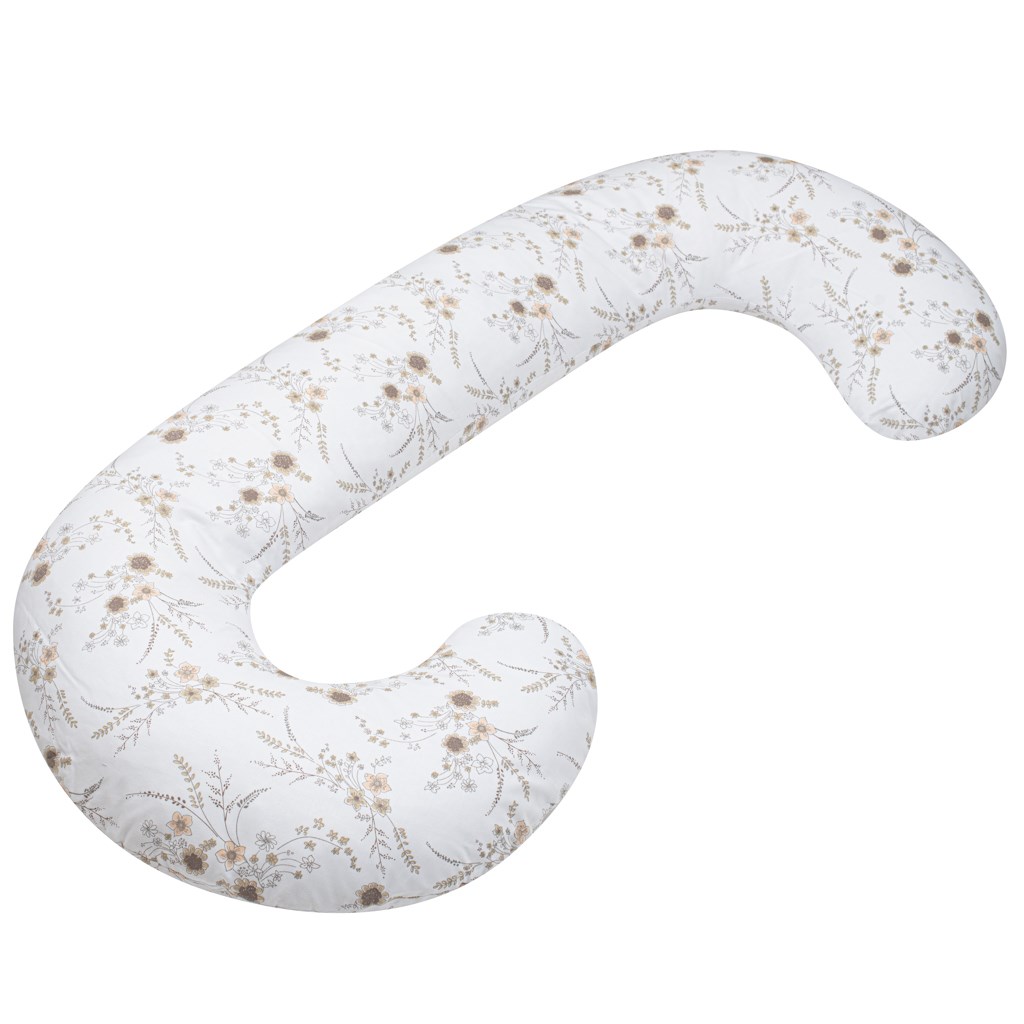 Univerzální kojící polštář ve tvaru C New Baby Květy bílý - 1
