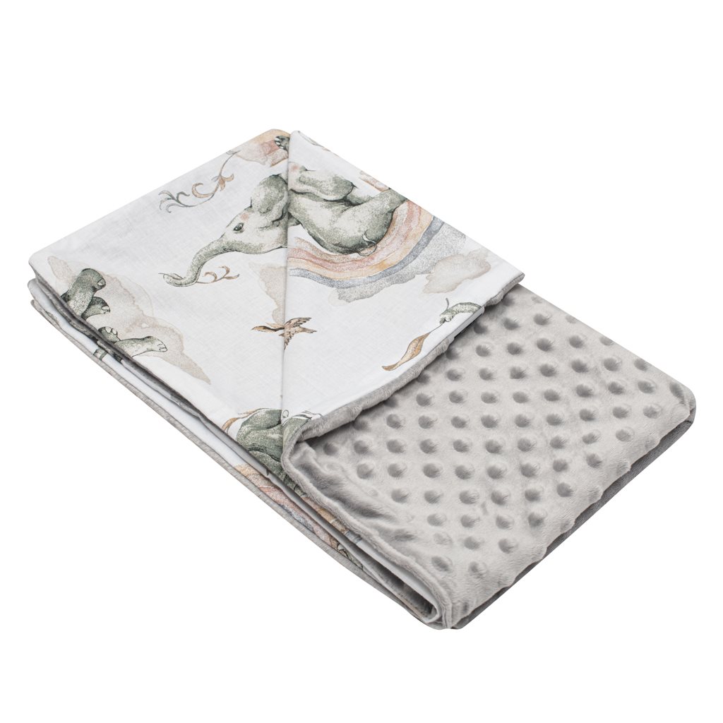 Dětská deka z Minky New Baby Sloníci bílo-šedá 80×102 cm - 1