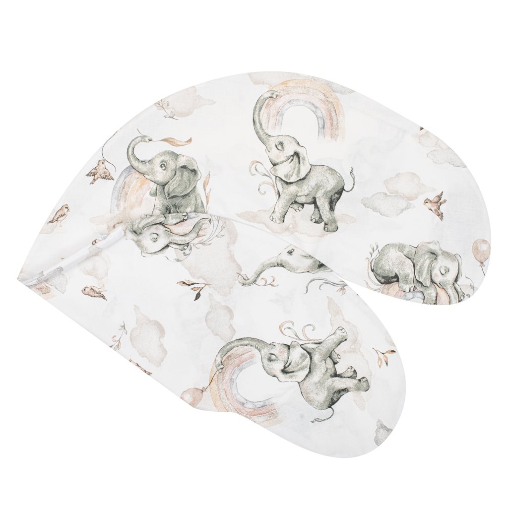 Povlak na kojící polštář New Baby Sloníci bílo-šedý - 1