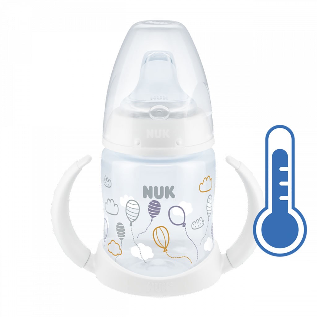 Dojčenská fľaša na učenie s kontrolou teploty biela 150 ml 