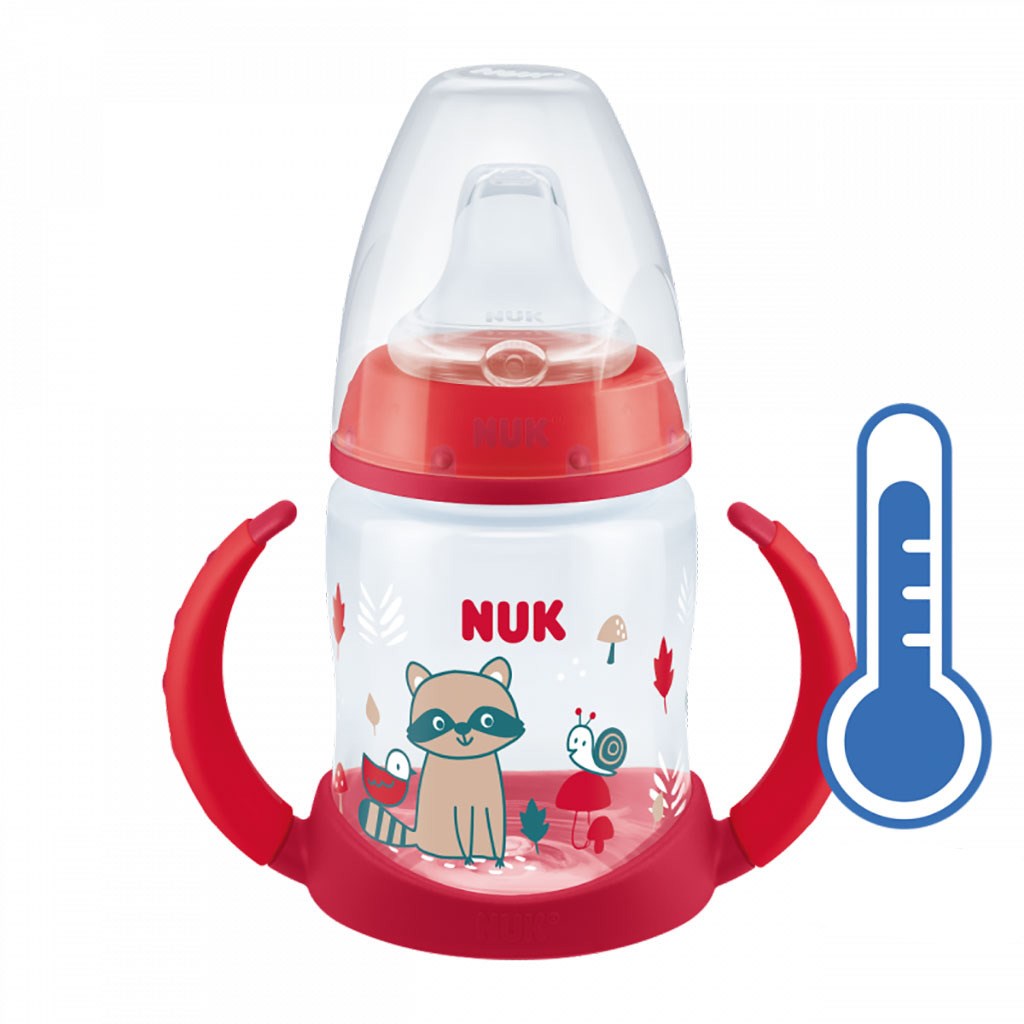 Dojčenská fľaša na učenie s kontrolou teploty červená 150 ml 