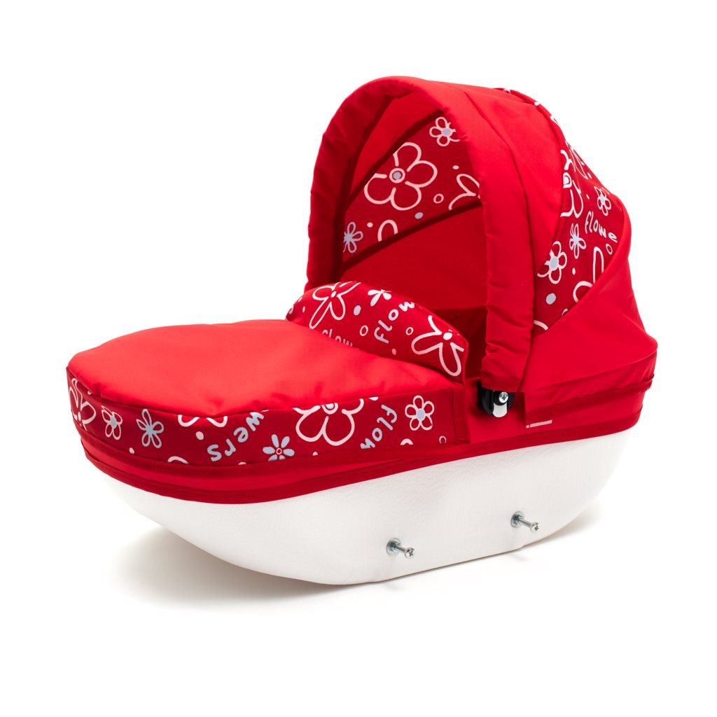 Dětský kočárek pro panenky New Baby COMFORT červený květy bílé - 3