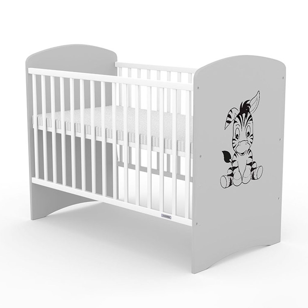 Dětská postýlka New Baby LEO standard Zebra bílo-šedá