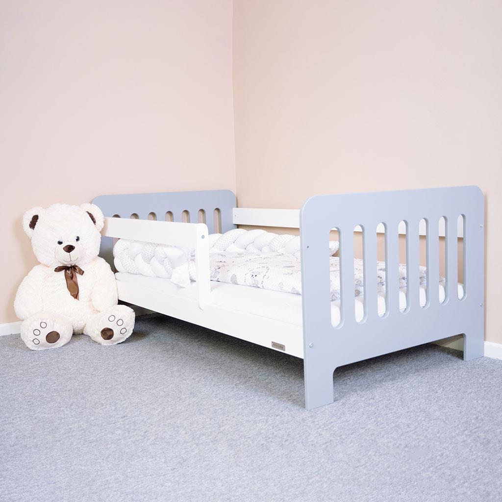 Dětská postel se zábranou New Baby ERIK 160×80 cm bílo-šedá