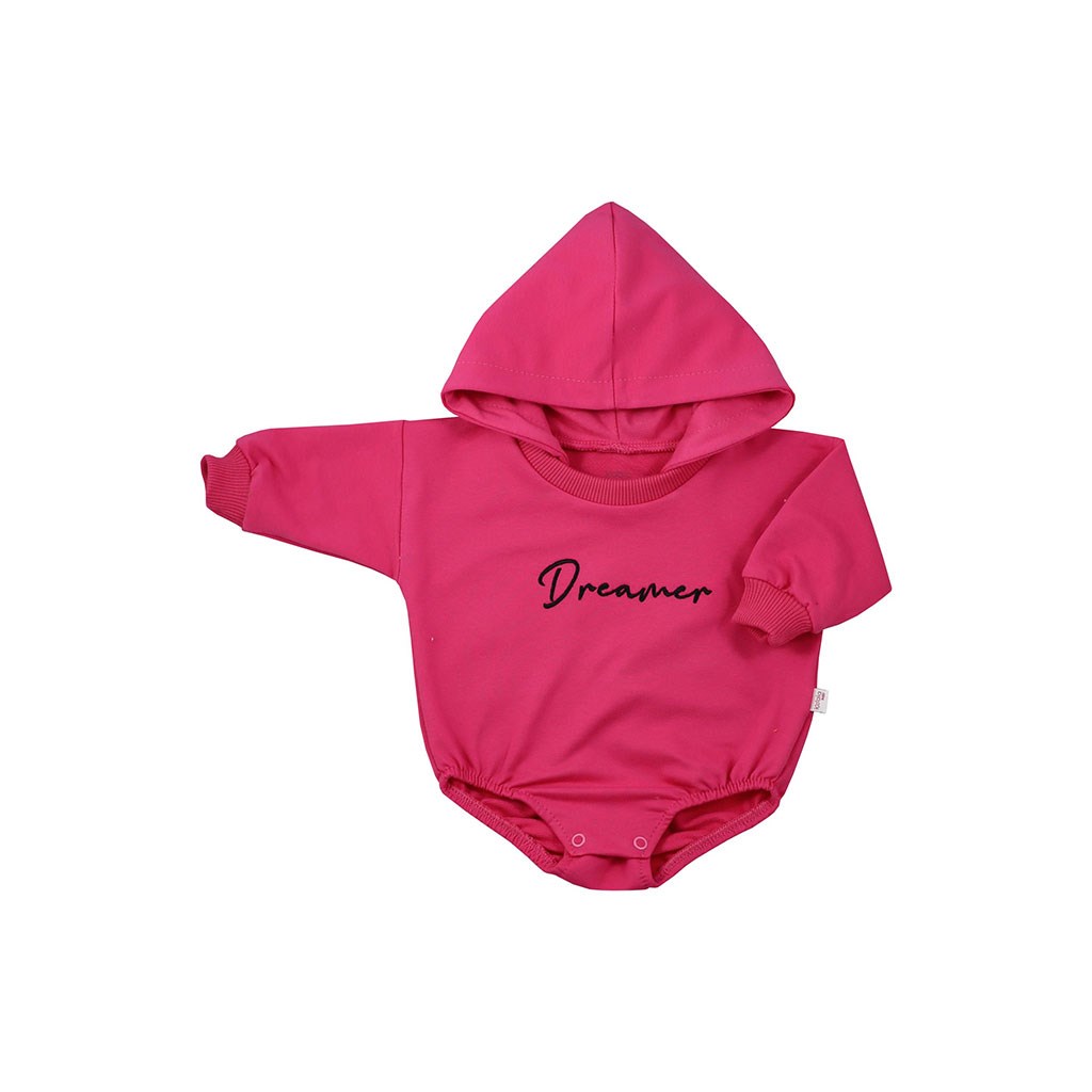Dojčenské teplákové body s kapucňou baggy Dreamer tmavo ružová 62
