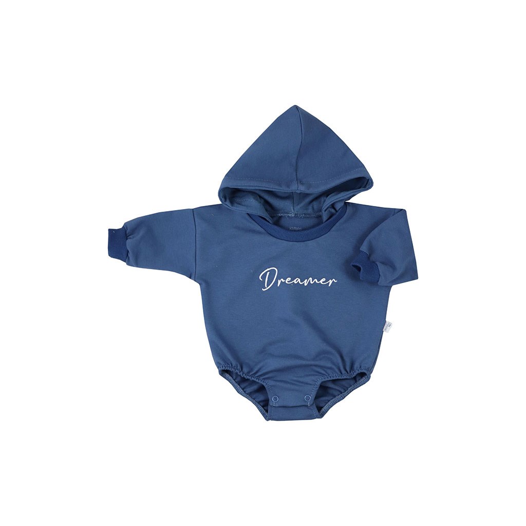 Dojčenské teplákové body s kapucňou baggy Dreamer modrá 62