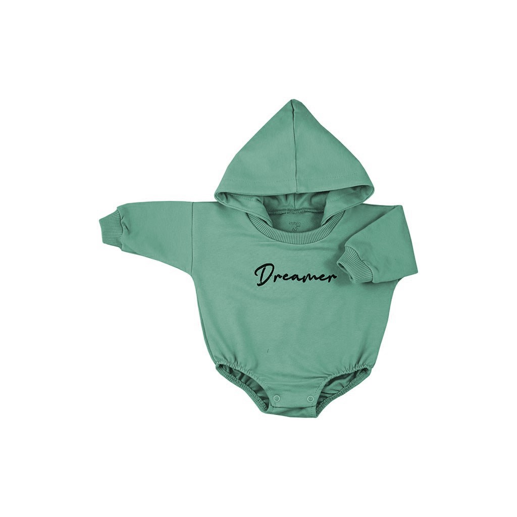 Dojčenské teplákové body s kapucňou baggy Dreamer zelená 62