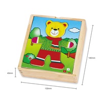 Dřevěné oblékací puzzle Viga Medvídek chlapec