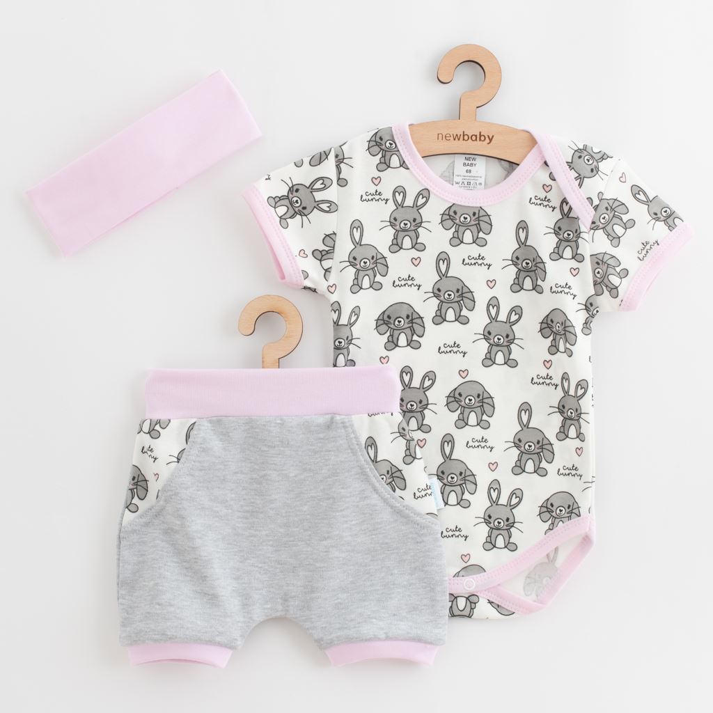 3-dílná letní bavlněná souprava New Baby Perfect Summer cute bunny 80