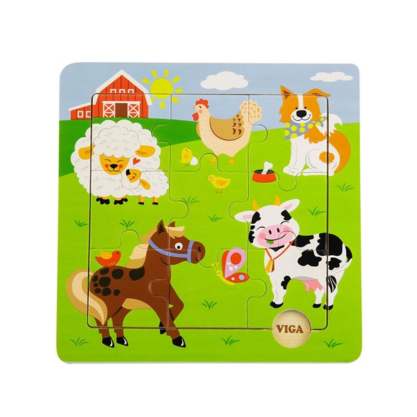 Dřevěné puzzle na desce Viga Farma