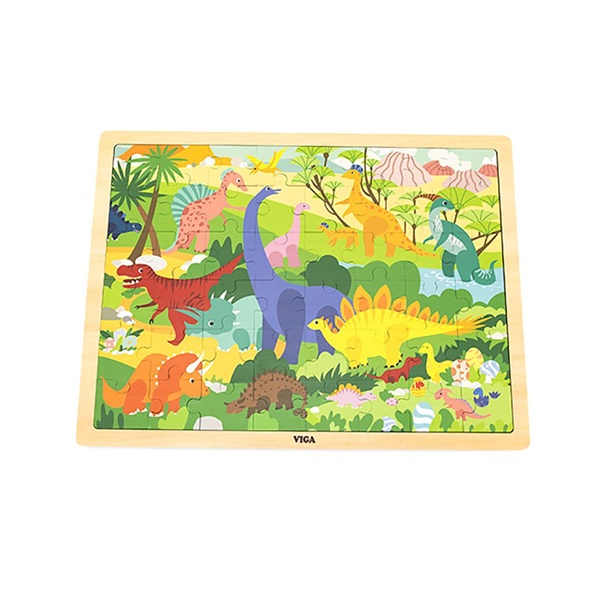 Dřevěné puzzle 48 dílků Viga Dinosauři