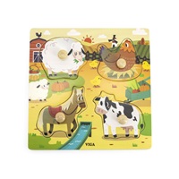 Dětské dřevěné puzzle s úchyty Viga Farma 4 ks