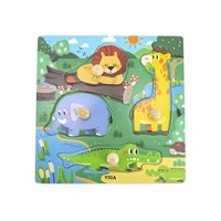 Dětské dřevěné puzzle s úchyty Viga Divoká zvířata 4 ks