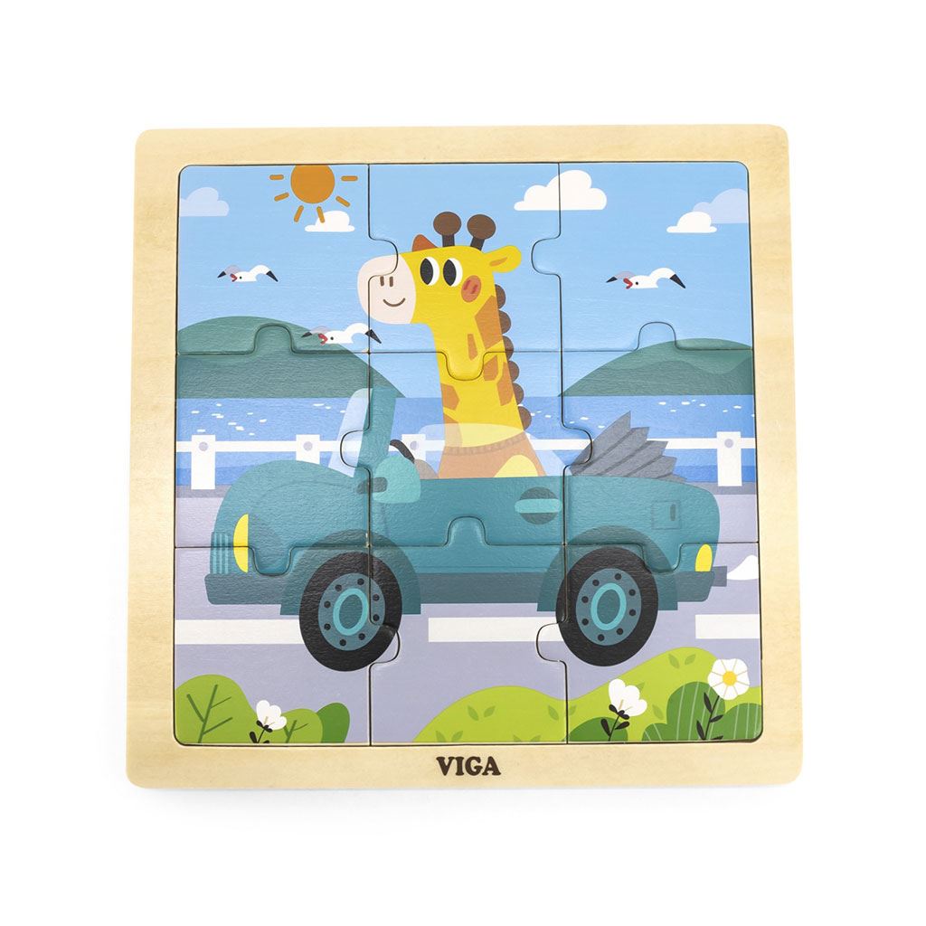 Dřevěné puzzle pro nejmenší Viga 9 ks Auto