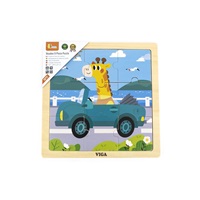 Dřevěné puzzle pro nejmenší Viga 9 ks Auto