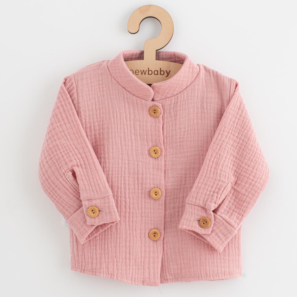 Kojenecká mušelínová košile New Baby Soft dress růžová vel. 56 (0-3m)