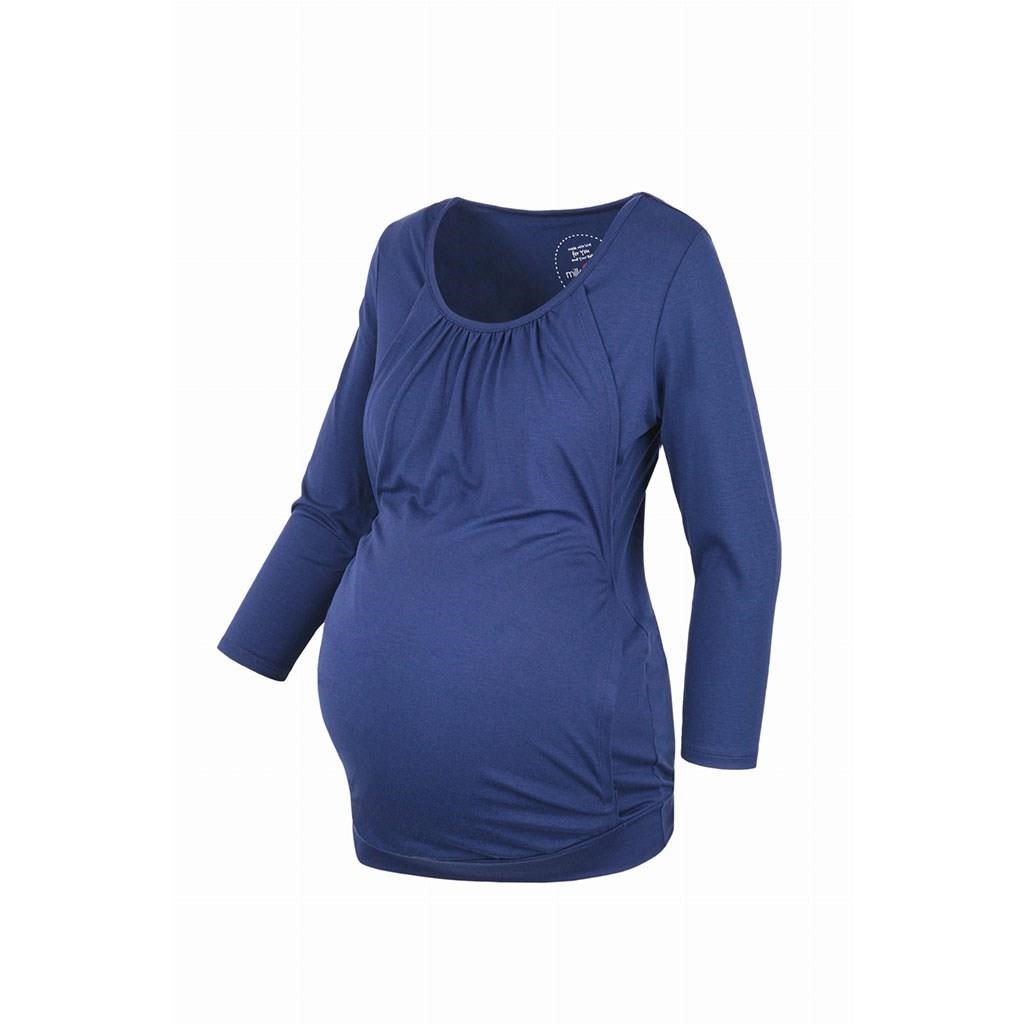 Těhotenské a kojící tričko Kangaroo milk & love modrá - 1