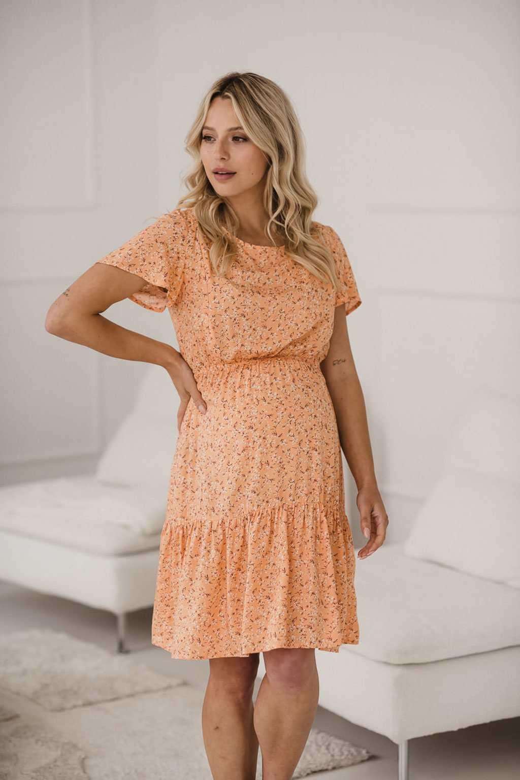 Těhotenské a kojící šaty Lovely Dress milk & love broskvový vel. XL