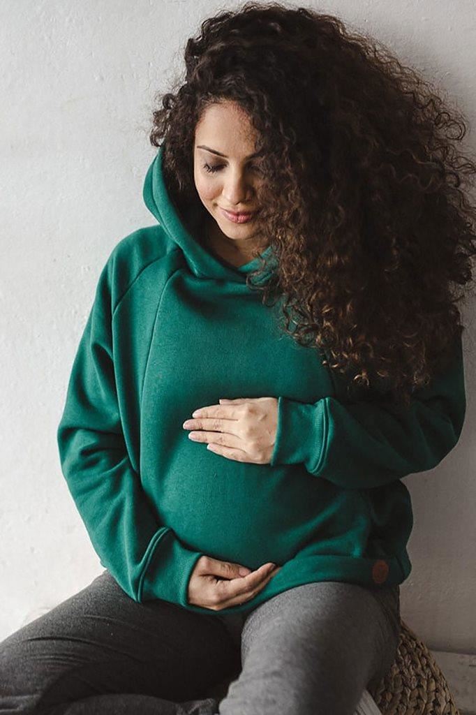 Těhotenská a kojící mikina Motherhood oversize milk & love zelená