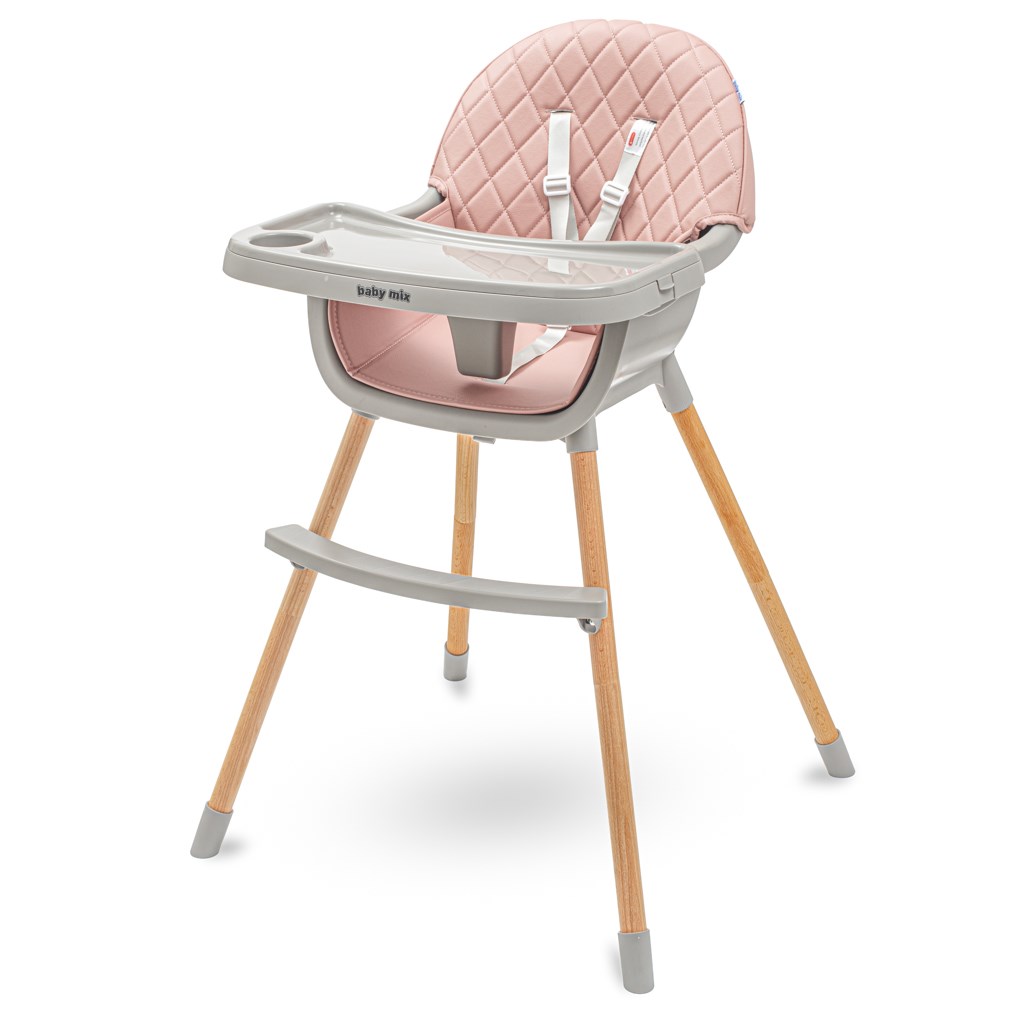 Jídelní židlička Baby Mix Freja wooden dusty pink - 1