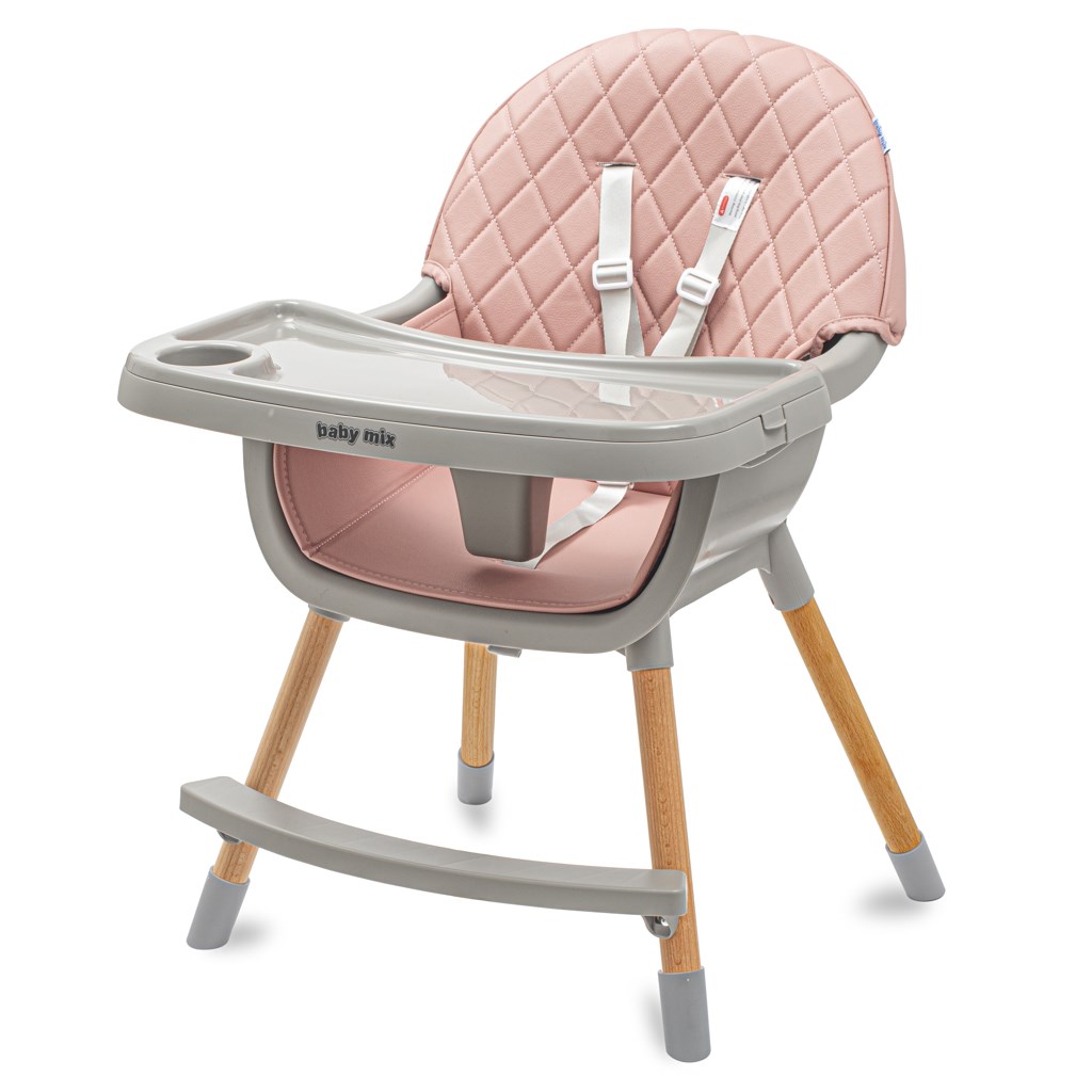 Jídelní židlička Baby Mix Freja wooden dusty pink - 5