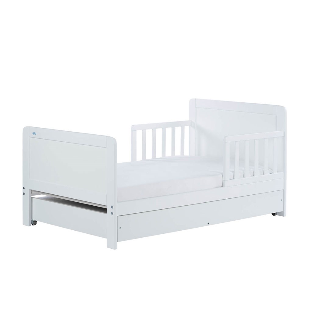 Fotografie Dětská postel se zábranou a šuplíkem Drewex Olek 140x70 cm bílá