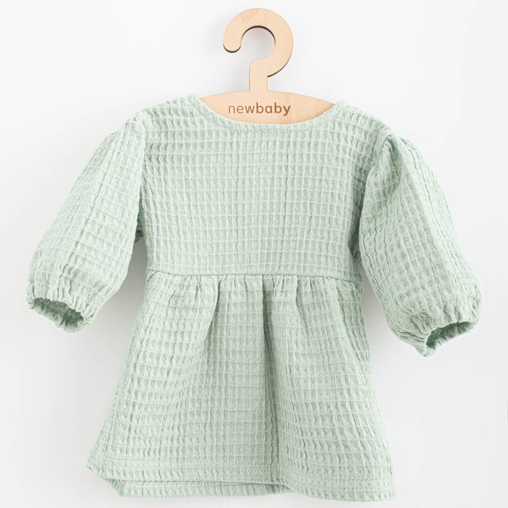 Dojčenské mušelínové šaty Comfort clothes šalviová 62