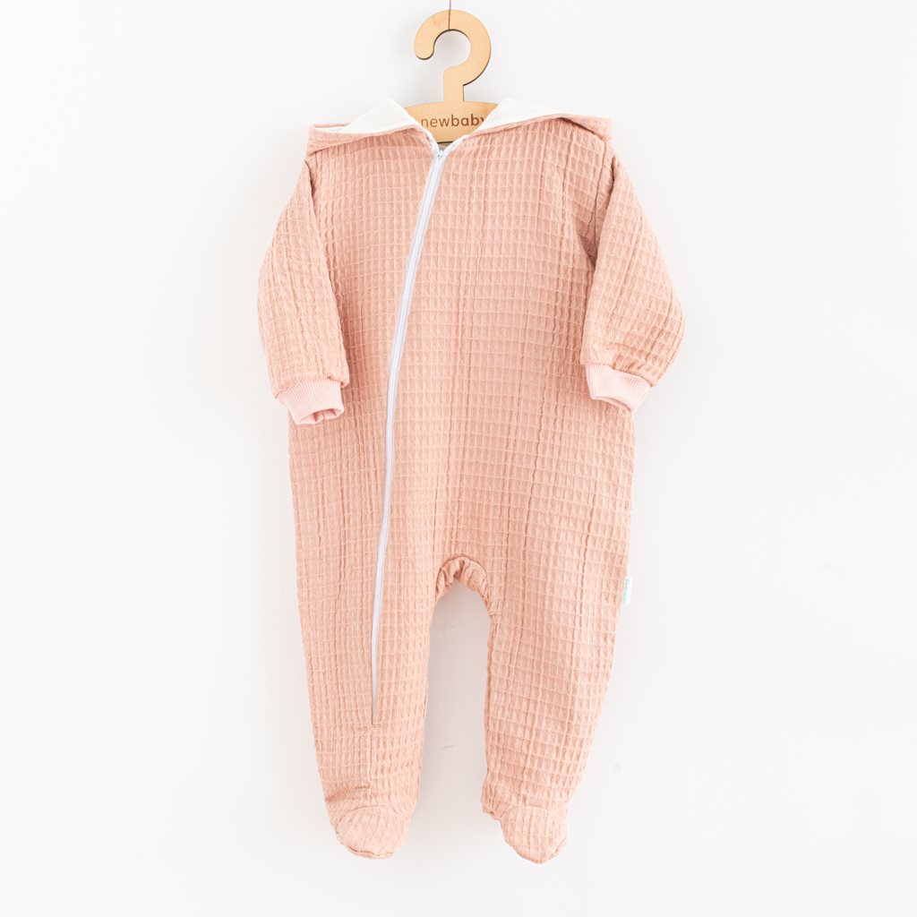 Dojčenský mušelínový overal s kapucňou Comfort clothes ružová 56