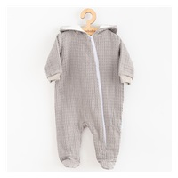 Kojenecký mušelínový overal s kapucí New Baby Comfort clothes šedá