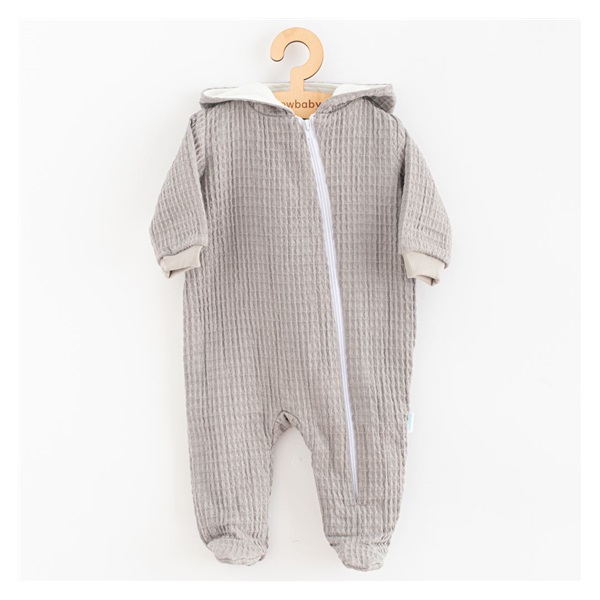 Kojenecký mušelínový overal s kapucí New Baby Comfort clothes šedá