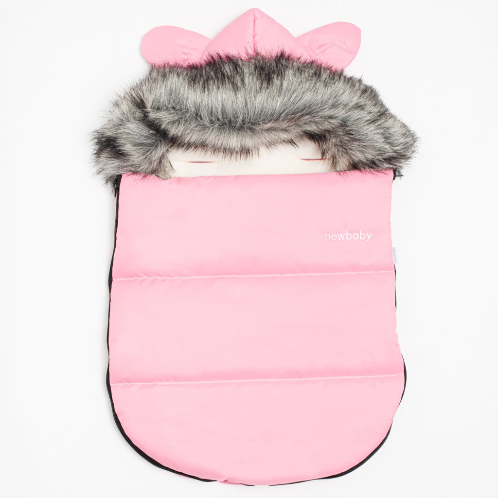Luxusní zimní fusak s kapucí s oušky New Baby Alex Fleece pink 