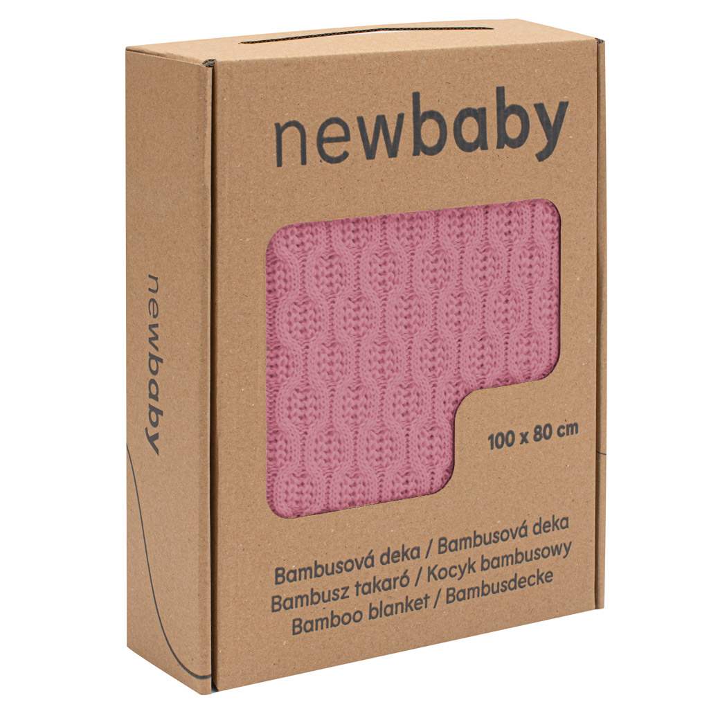 Bambusová pletená deka New Baby se vzorem 100×80 cm pink